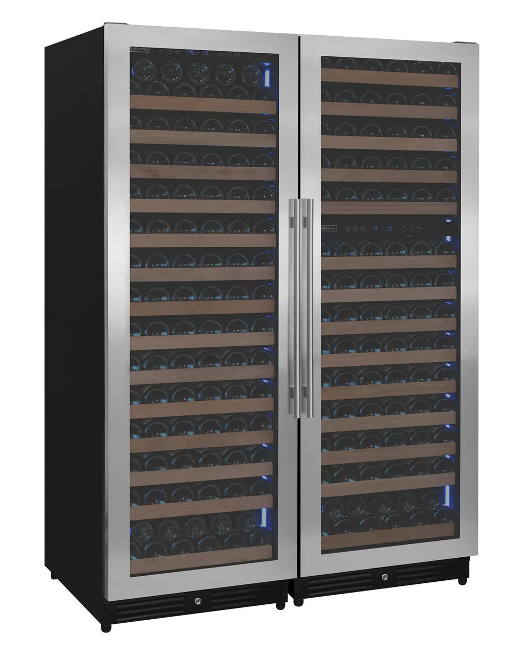 Allavino Reserva Series 317 Bottle 71" Tall Three Zone Stainless Steel Side-by-Side Wine Refrigerator