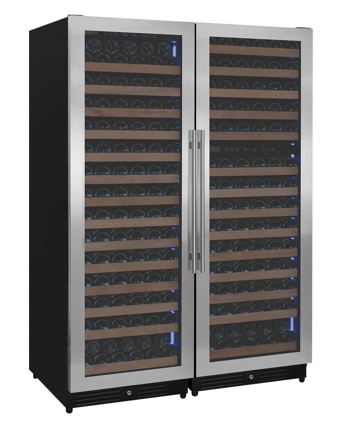Allavino Reserva Series 317 Bottle 71" Tall Three Zone Stainless Steel Side-by-Side Wine Refrigerator