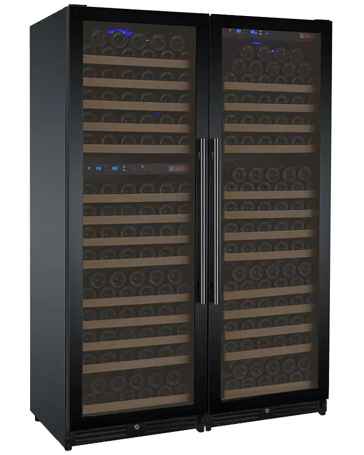 Allavino FlexCount Series 349 Bottle Three Zone Tall Side-by-Side Wine Refrigerators with Black Doors