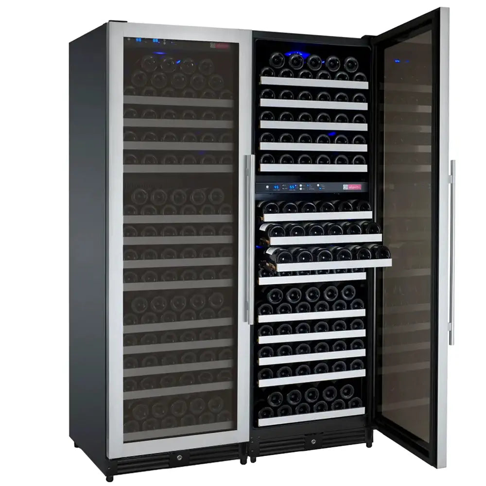 Allavino FlexCount Series 349 Bottle Tall Three Zone Side-by-Side Wine Refrigerators with Stainless Steel Doors