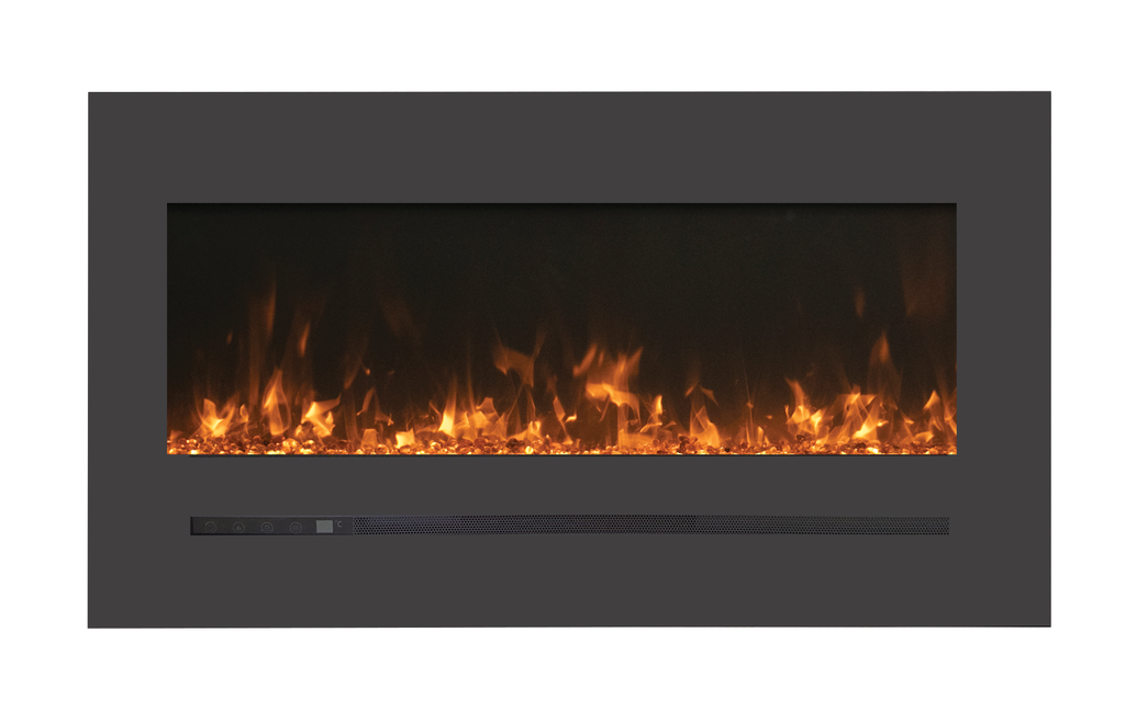 Wall Mount / Flush Mount - 34" Electric Fireplace with a Steel Surround and Glass Media
