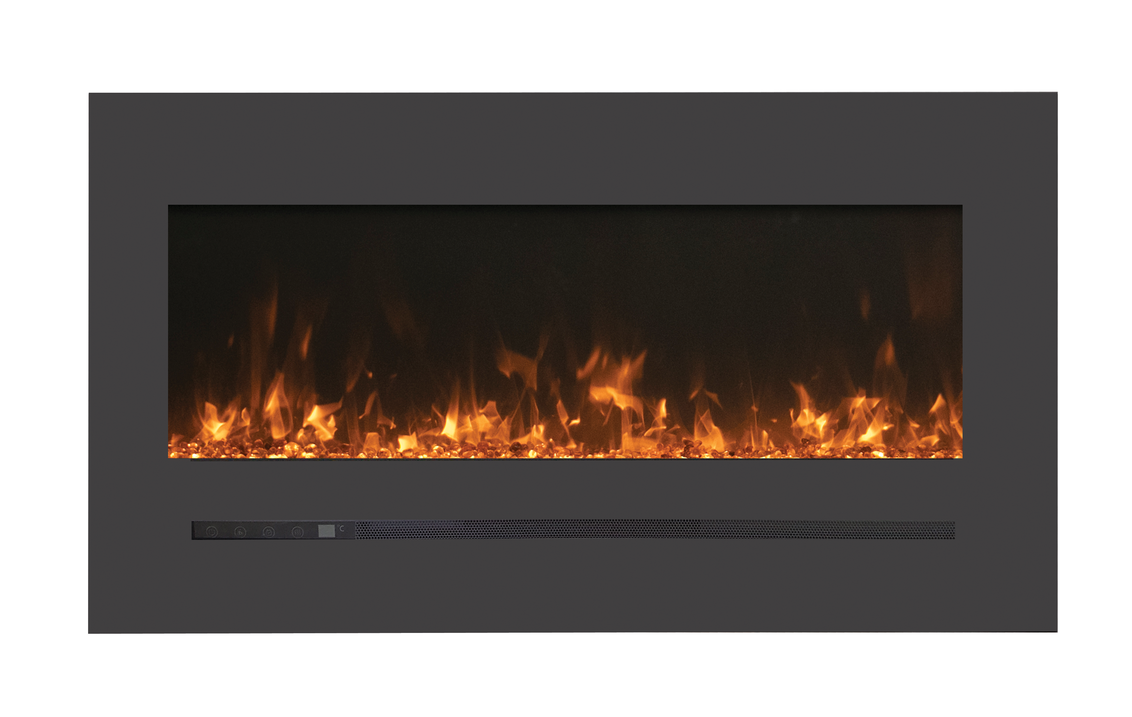Wall Mount / Flush Mount - 34" Electric Fireplace with a Steel Surround and Glass Media