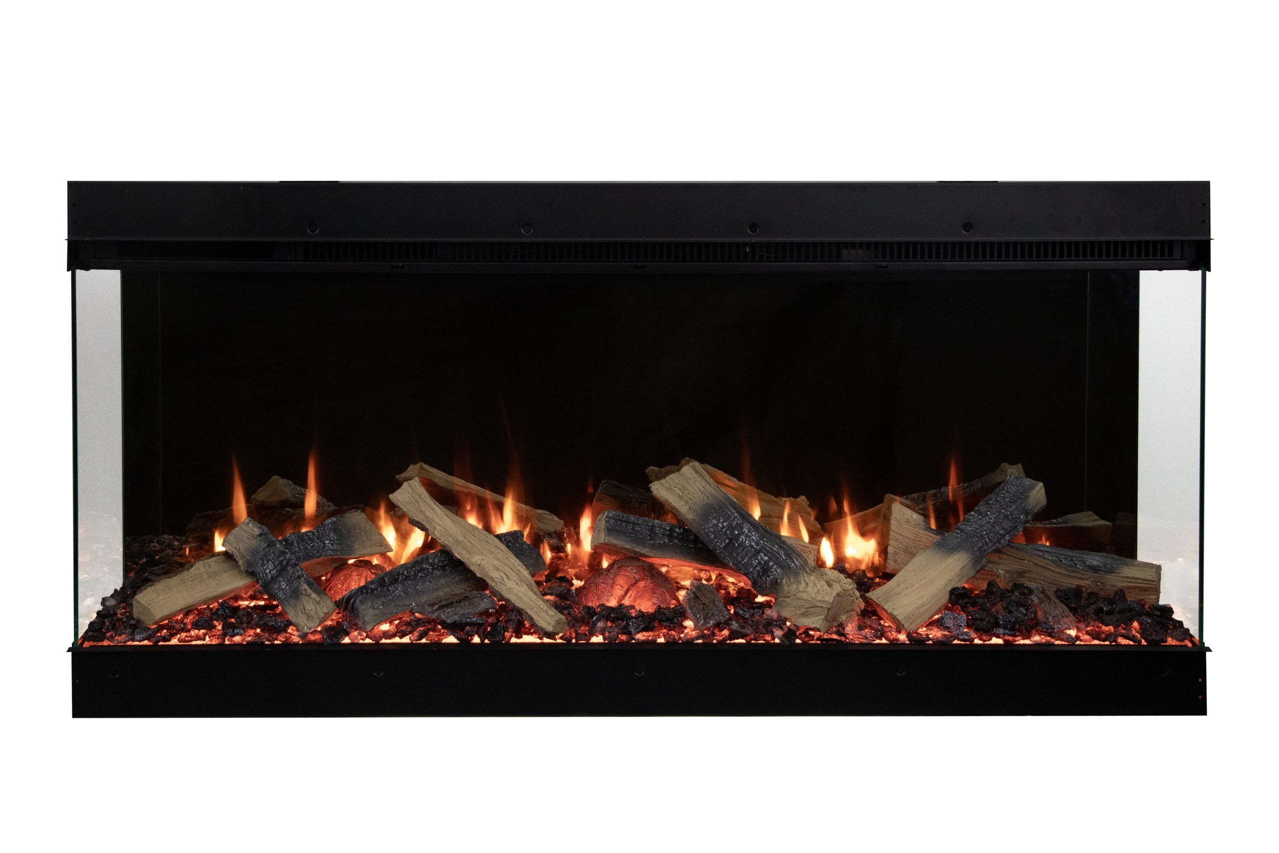 Fire & Ice LumaForest 48" Indoor only 3 Sided Built-In Smart Built-In Electric Fireplace, WiFi Enabled, Programmable Remote Control, Multi-Color Flames, Adjustable Flame Speeds, Comes with Split Log Set and Tray Media