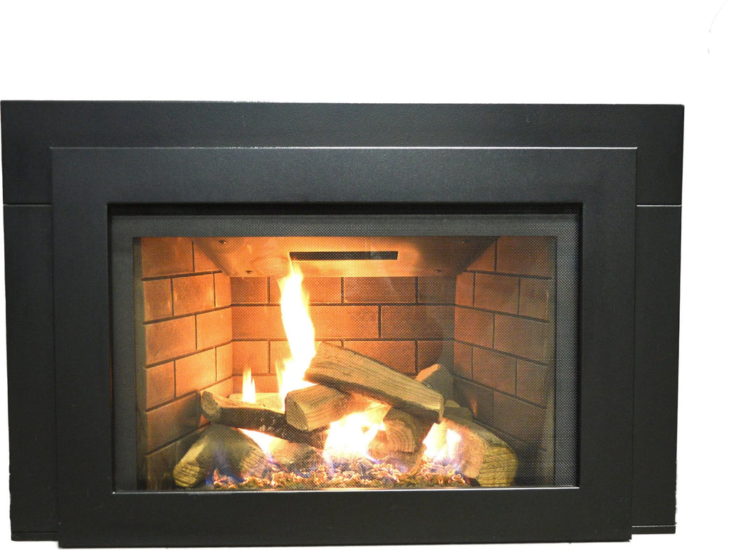 30" Natural Gas Deluxe Direct vent insert w/ Ceramic Brick Panels & Log set