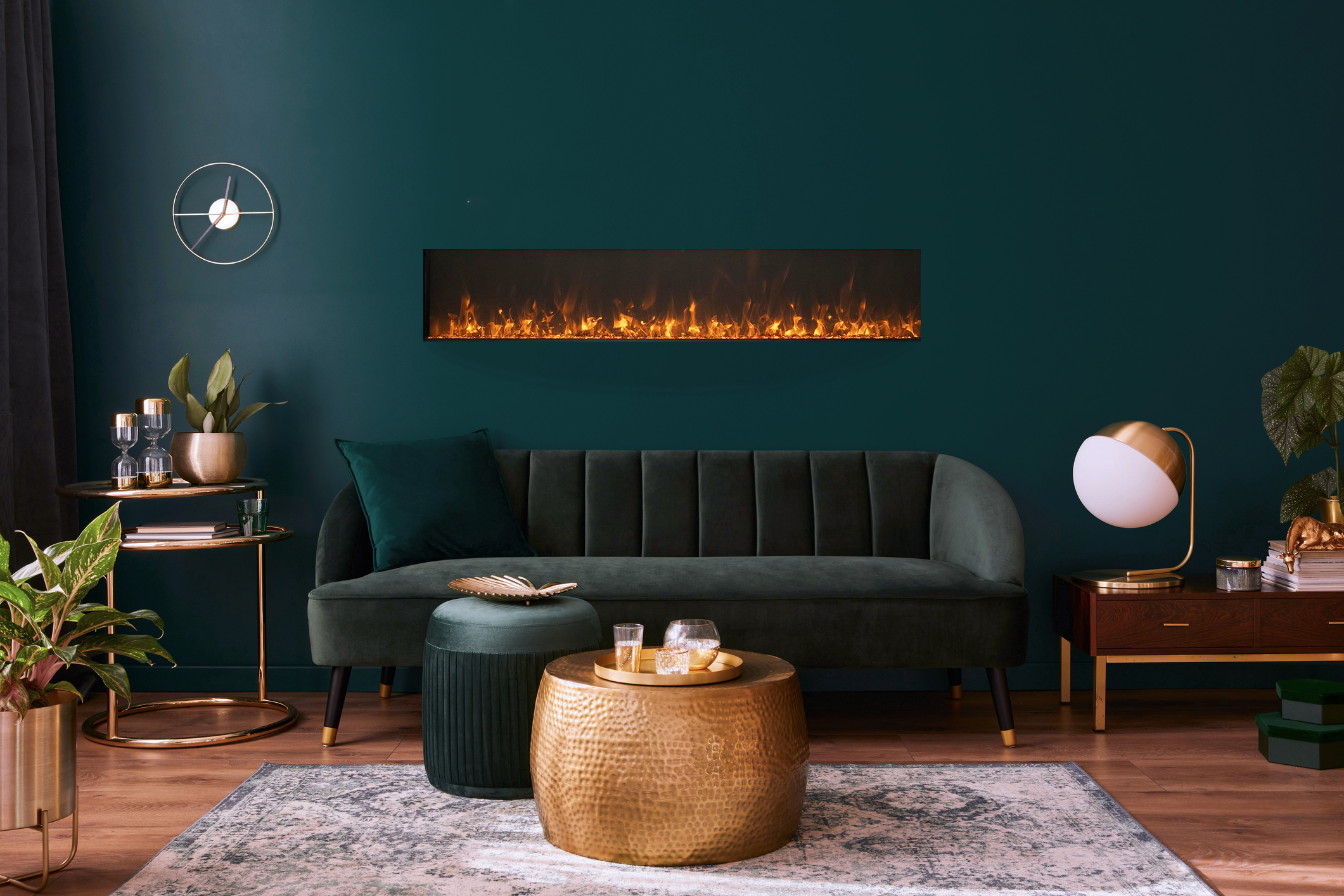 Panorama Xtraslim Full View Smart Electric  - 30" Indoor /Outdoor WiFi Enabled  Fireplace, featuring a MultiFunction Remote, Multi Speed Flame Motor, Glass Media & a Black Trim