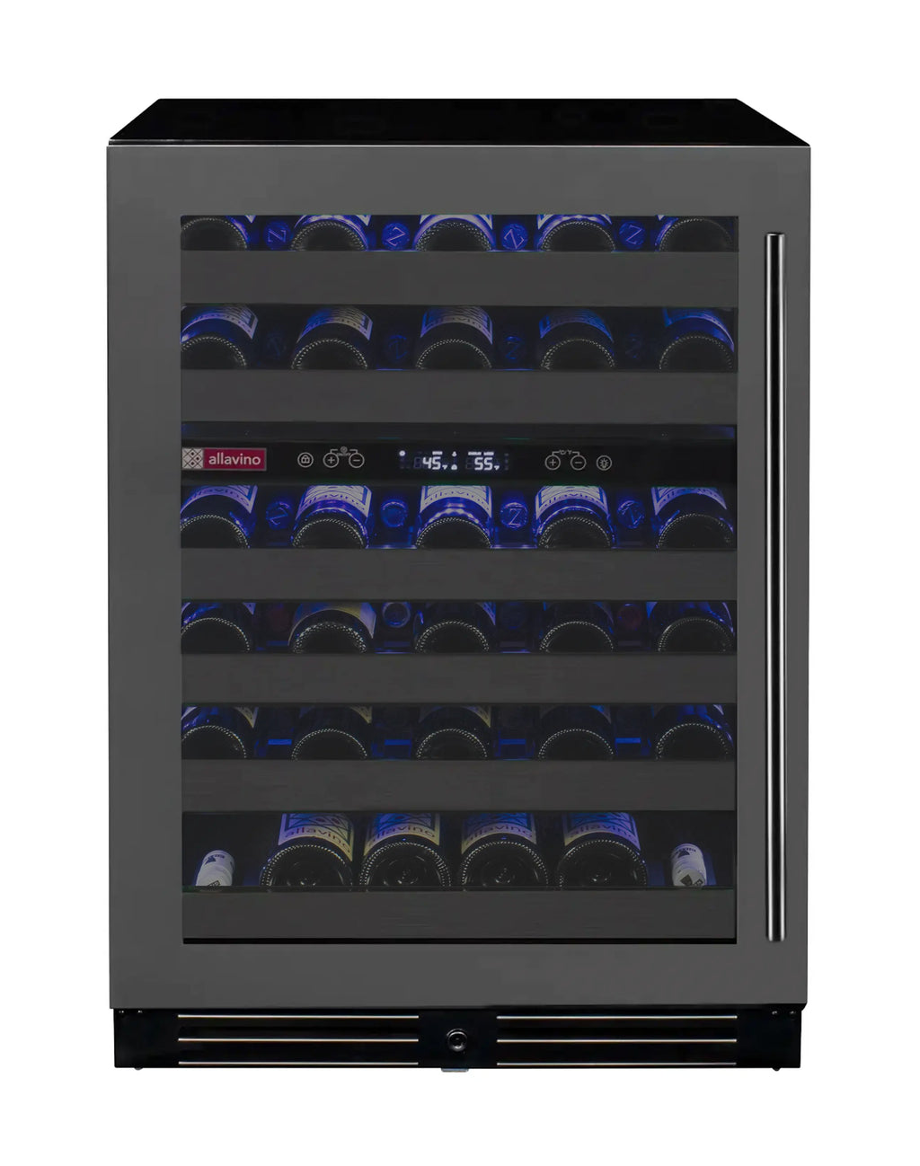 Allavino Reserva Series 50 Bottle Dual Zone Built-in Wine Cooler Refrigerator with Black Stainless Steel Door - Left Hinge