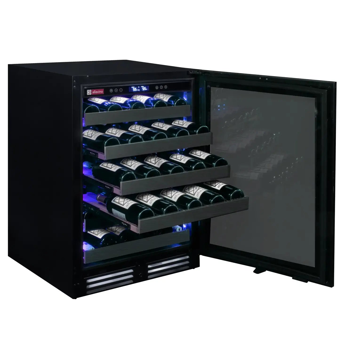 Allavino Reserva Series 50 Bottle Single Zone Built-in Luxury Wine Refrigerator with Black Stainless Steel Door - Right Hinge