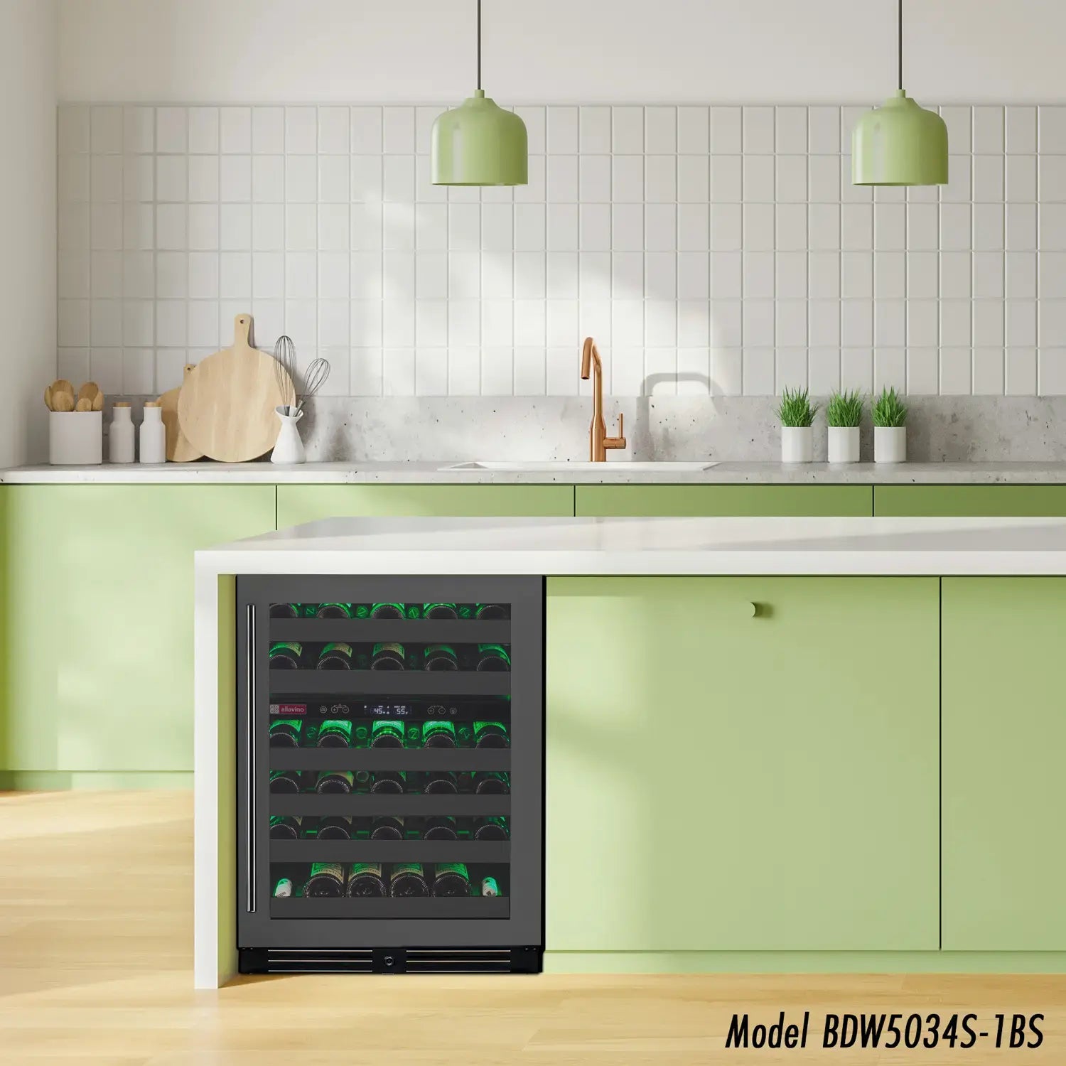 Allavino Reserva Series 50 Bottle Dual Zone Undercounter Wine Cooler Refrigerator with Black Stainless Steel Door - Right Hinge