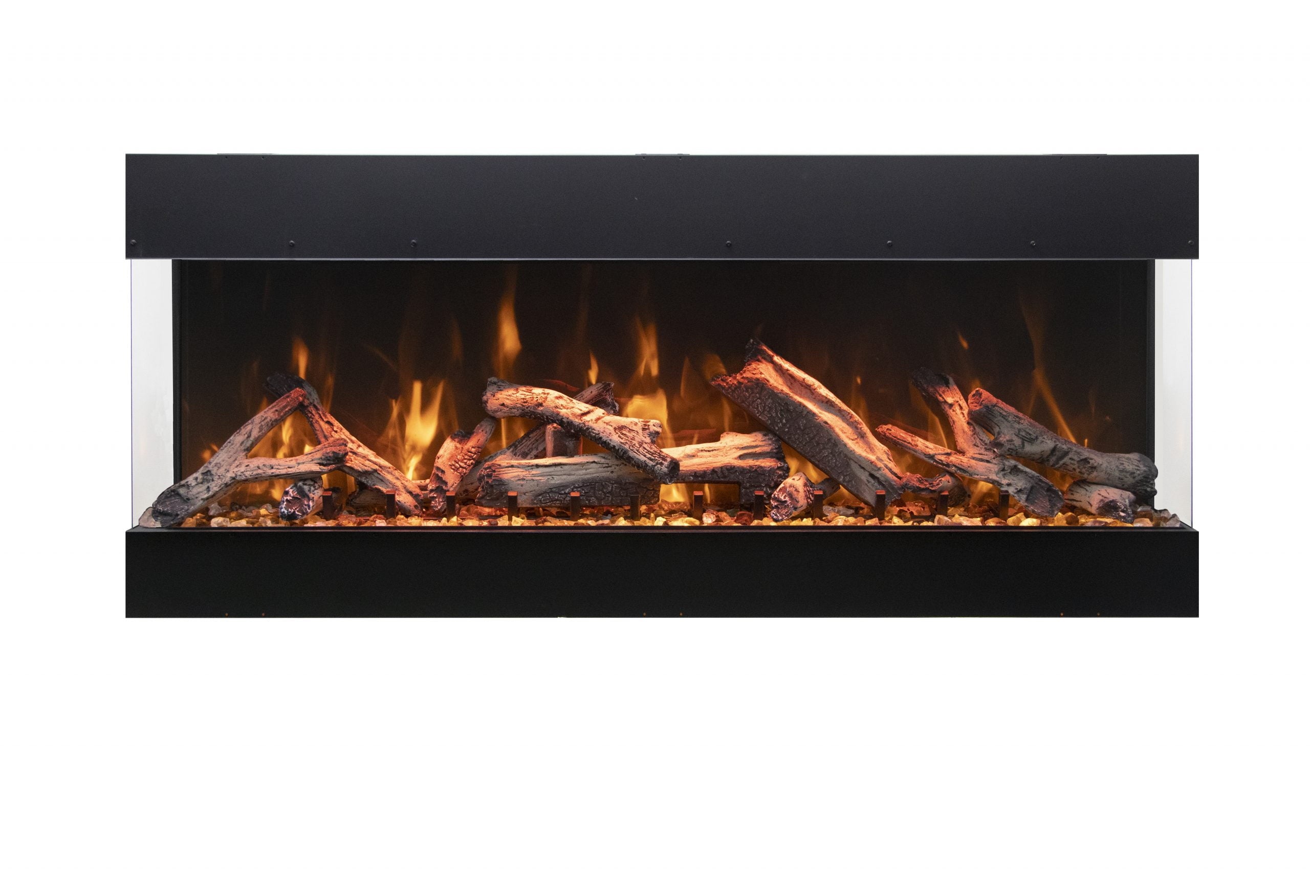 Tru View Bespoke - 65" Indoor / Outdoor 3 Sided Electric Fireplace Featuring a 20" Height, WiFi Compatibility, Bluetooth Connectivity, Multi Function Remote, and a Selection of Media Options