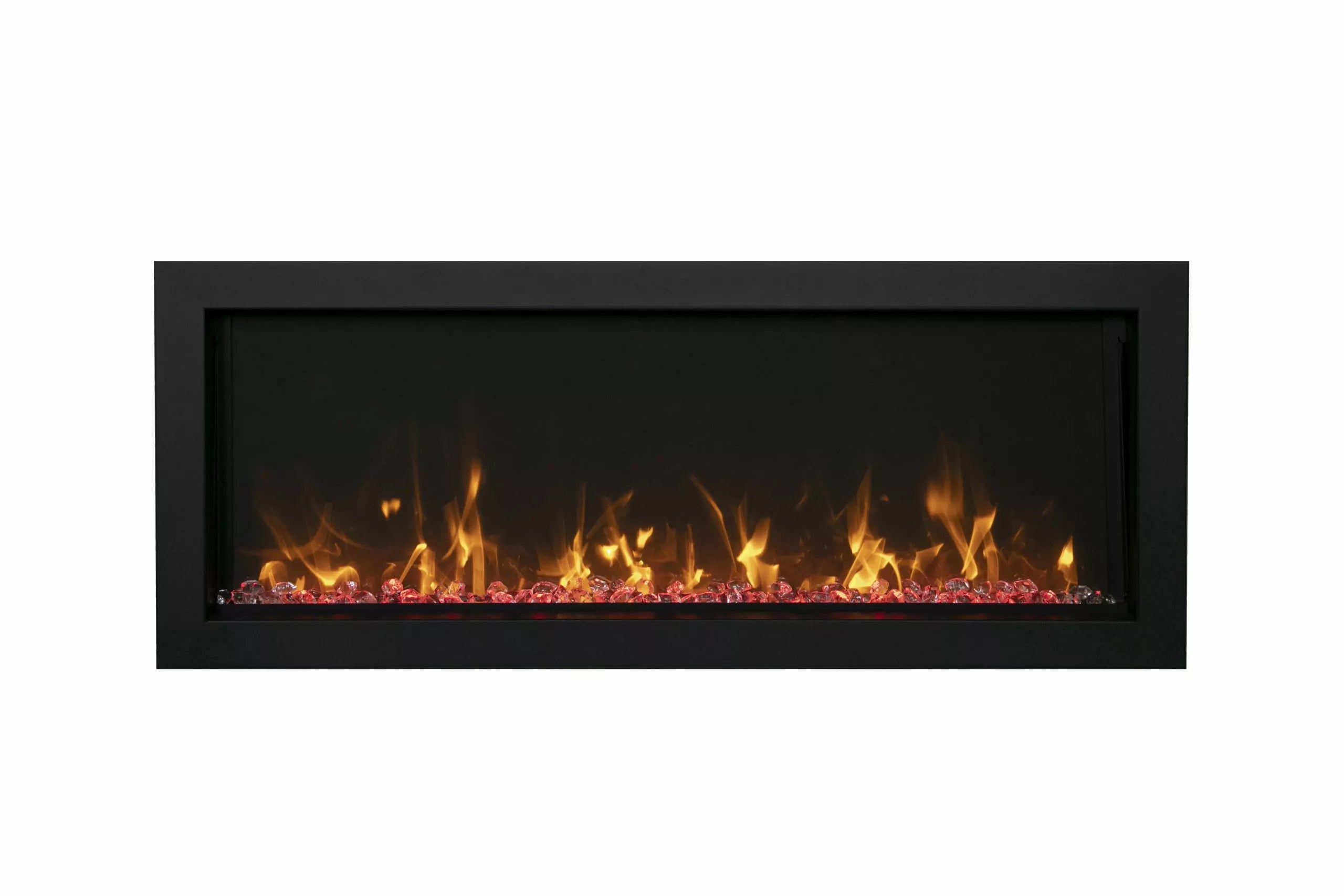 Panorama Xtraslim Full View Smart Electric  - 30" Indoor /Outdoor WiFi Enabled  Fireplace, featuring a MultiFunction Remote, Multi Speed Flame Motor, Glass Media & a Black Trim