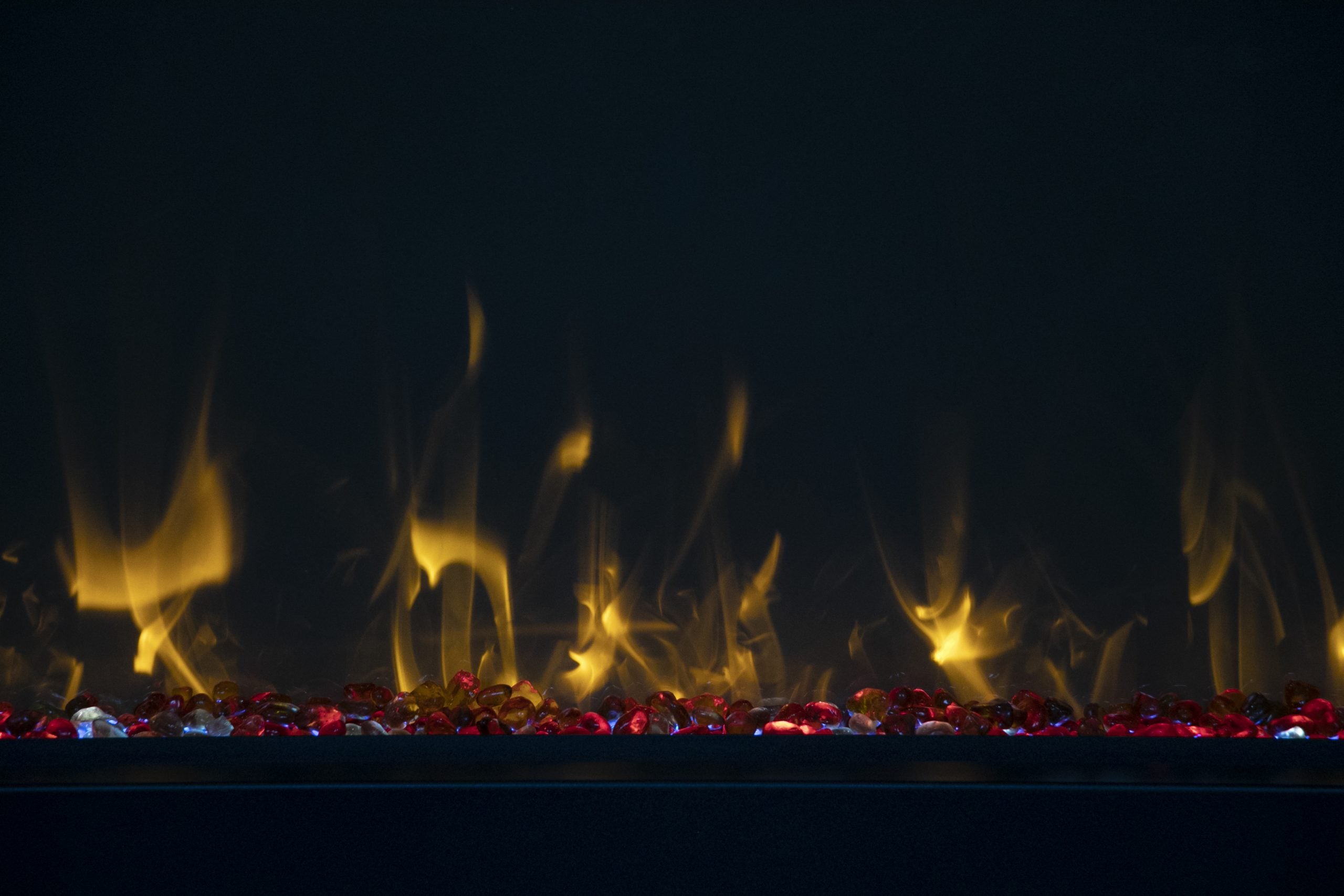 Panorama Slim Lumina  - 40" Indoor /Outdoor Built In Full View Smart Electric Fireplace, WiFi Enabled, Programable Remote Control, Multi Flame Speeds, Comes with Glass, Oak Logs, Glowing Log Media and a Black Trim