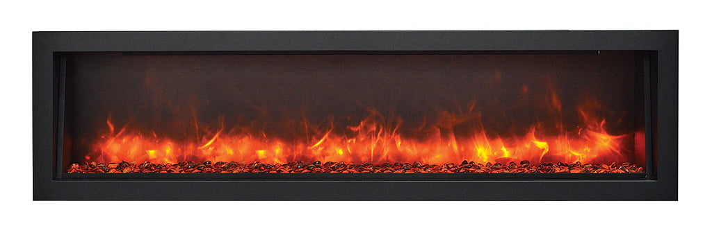 Panorama Deep Lumina  - 40" Indoor /Outdoor Built In Full View Smart Electric Fireplace, WiFi Enabled, Programable Remote Control, Multi Flame Speeds, Comes with Glass, Oak Logs, Glowing Log Media, and Black Trim