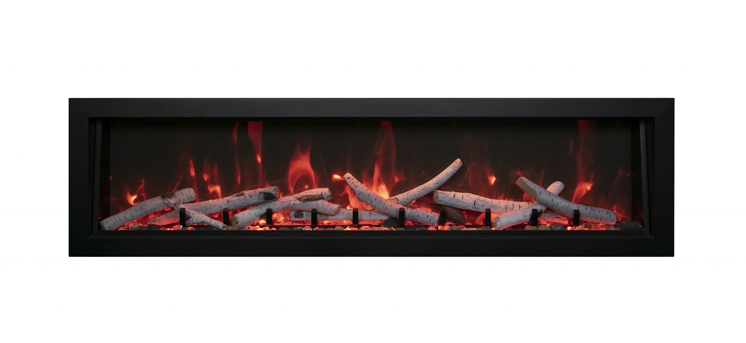 Panorama Deep Lumina  - 40" Indoor /Outdoor Built In Full View Smart Electric Fireplace, WiFi Enabled, Programable Remote Control, Multi Flame Speeds, Comes with Glass, Oak Logs, Glowing Log Media, and Black Trim