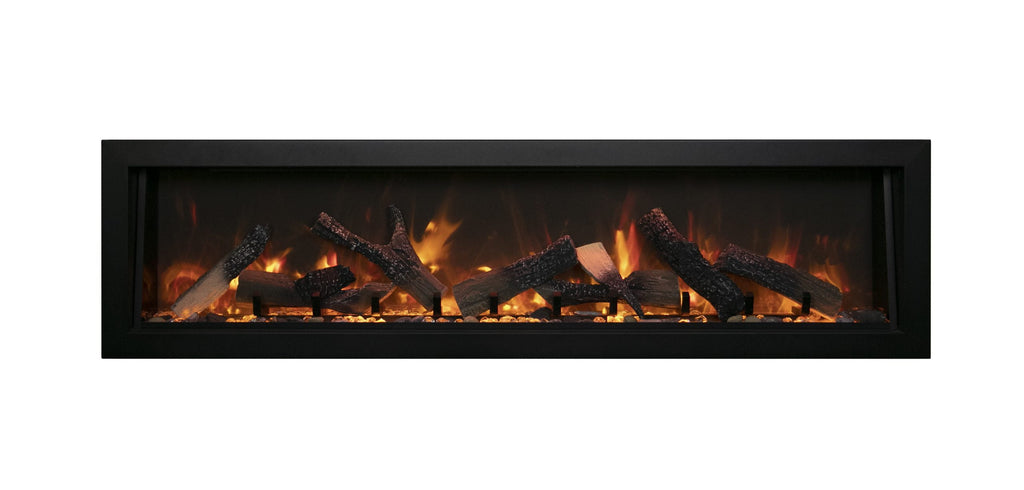 Panorama Deep Lumina  - 40" Indoor /Outdoor Built In Full View Smart Electric Fireplace, WiFi Enabled, Programable Remote Control, Multi Flame Speeds, Comes with Glass, Oak Logs, Glowing Log Media, and Black Trim