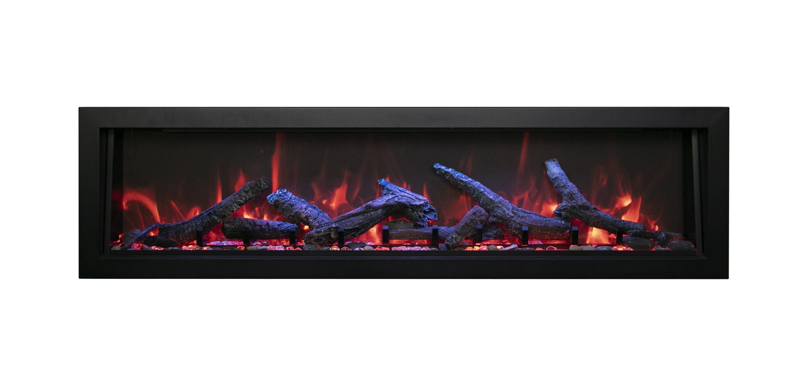 Panorama Deep Lumina  - 40" Indoor /Outdoor Built In Full View Smart Electric Fireplace, WiFi Enabled, Programable Remote Control, Multi Flame Speeds, Comes with Glass, Oak Logs, Glowing Log Media, and Black Trim