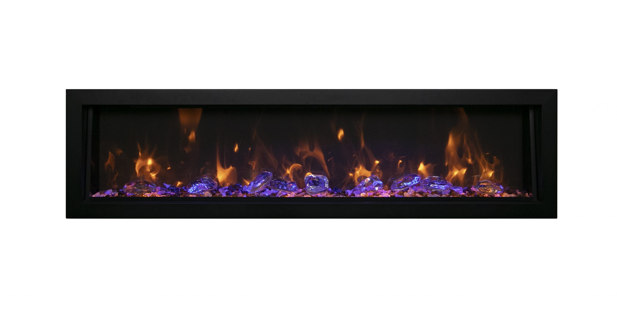 Panorama Deep & Xtra Tall Full View Smart Electric  - 88" Indoor /Outdoor WiFi Enabled  Fireplace, featuring a MultiFunction Remote, Multi Speed Flame Motor, Glass Media & a Black Trim