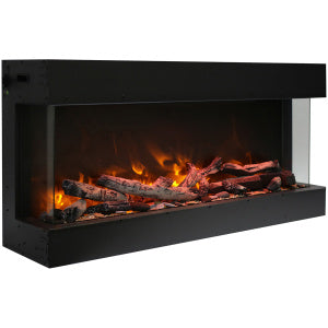 Bay Slim Lumina - 72"  Indoor / Outdoor 3 Sided Smart Electric Fireplace, WiFi Enabled, Programable Remote Control, Multi Flame Speeds, Comes with Real Glass, Oak Logs and Glowing Log Media
