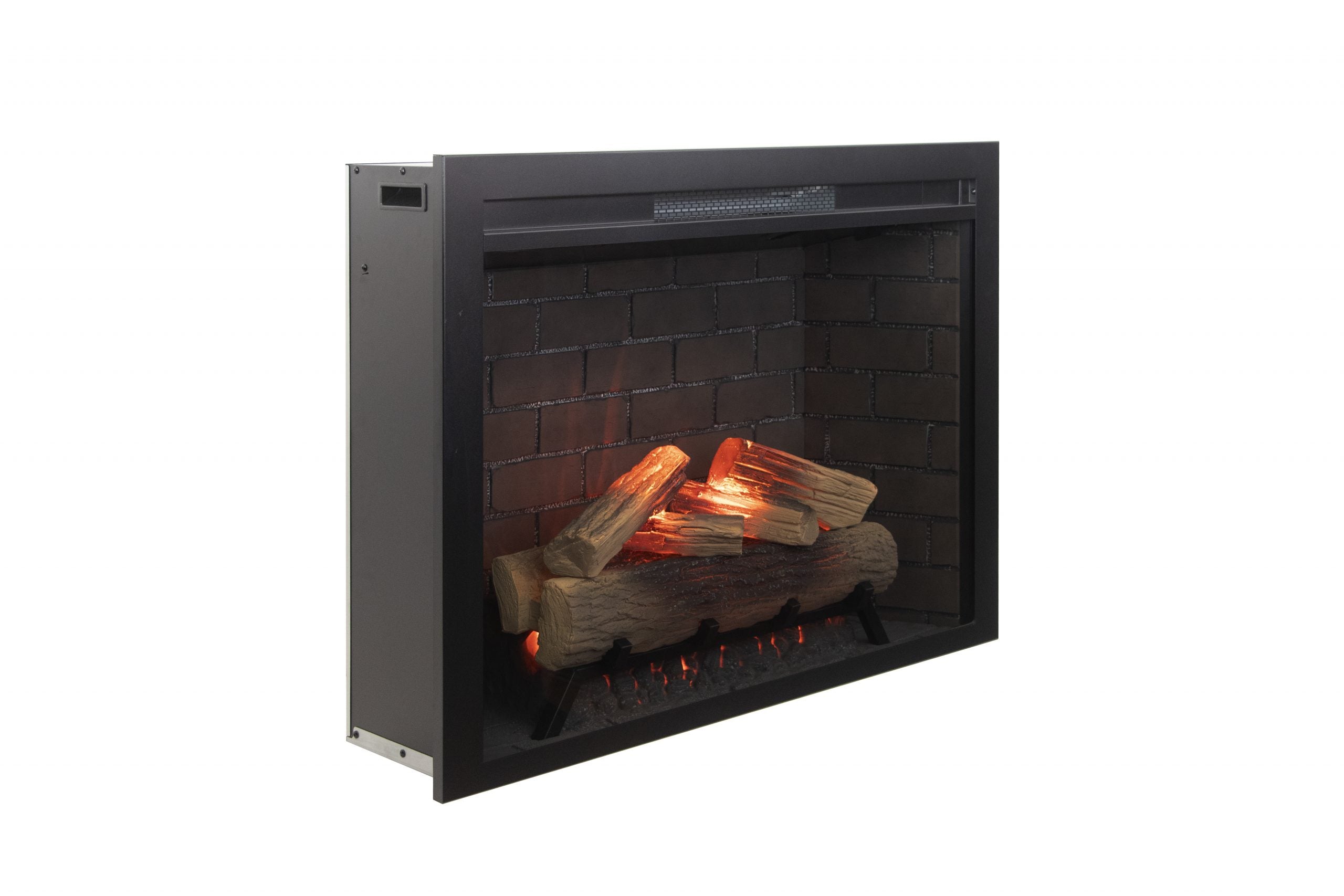 Classic Edition 26" WiFi Enabled Insert Electric Fireplace, Featuring Customizable Flame Speeds, Brightness, and Colors. Complete with Log and Grey Brick, plus a Fixed Trim included