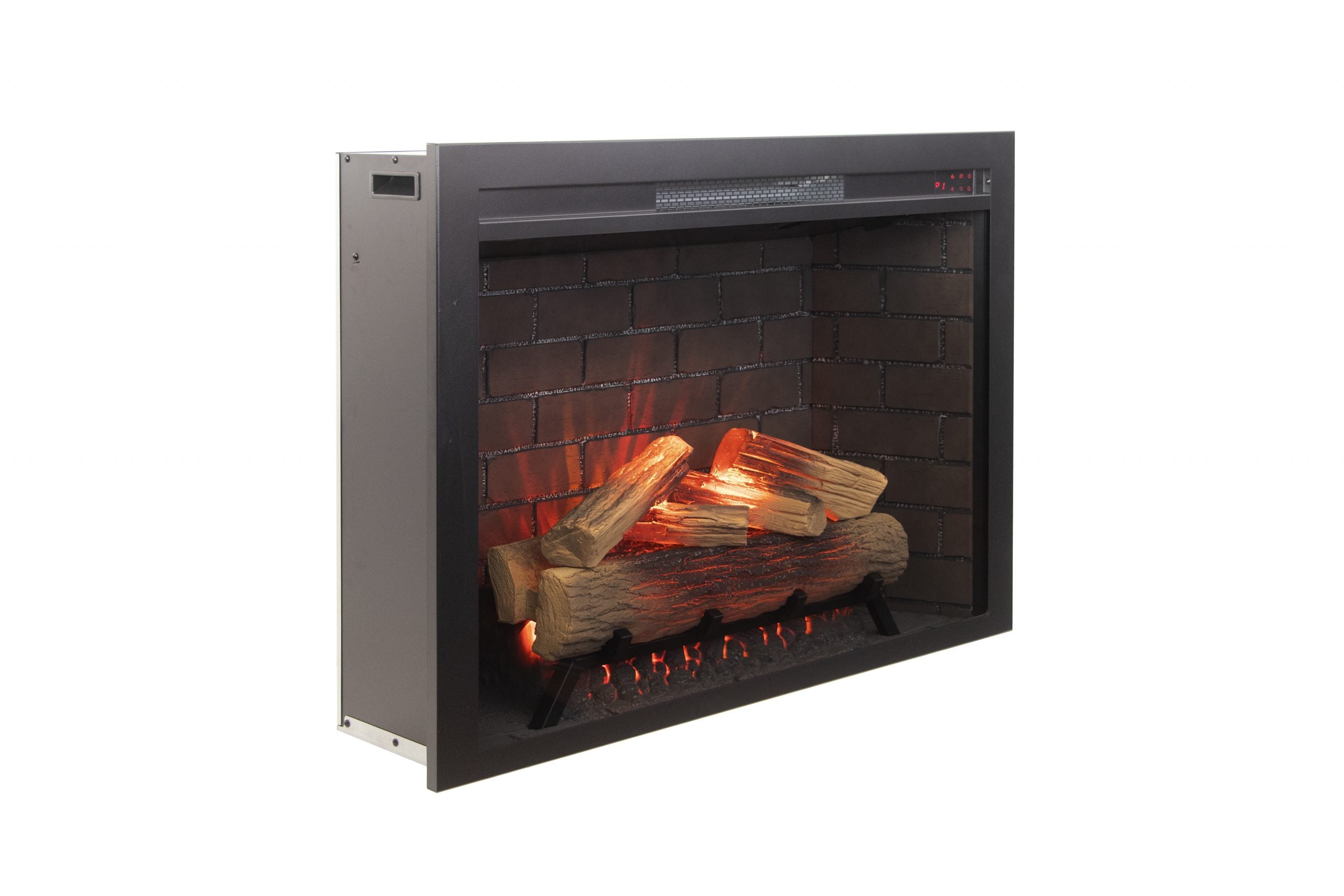 Classic Edition 26" WiFi Enabled Insert Electric Fireplace, Featuring Customizable Flame Speeds, Brightness, and Colors. Complete with Log and Grey Brick, plus a Fixed Trim included