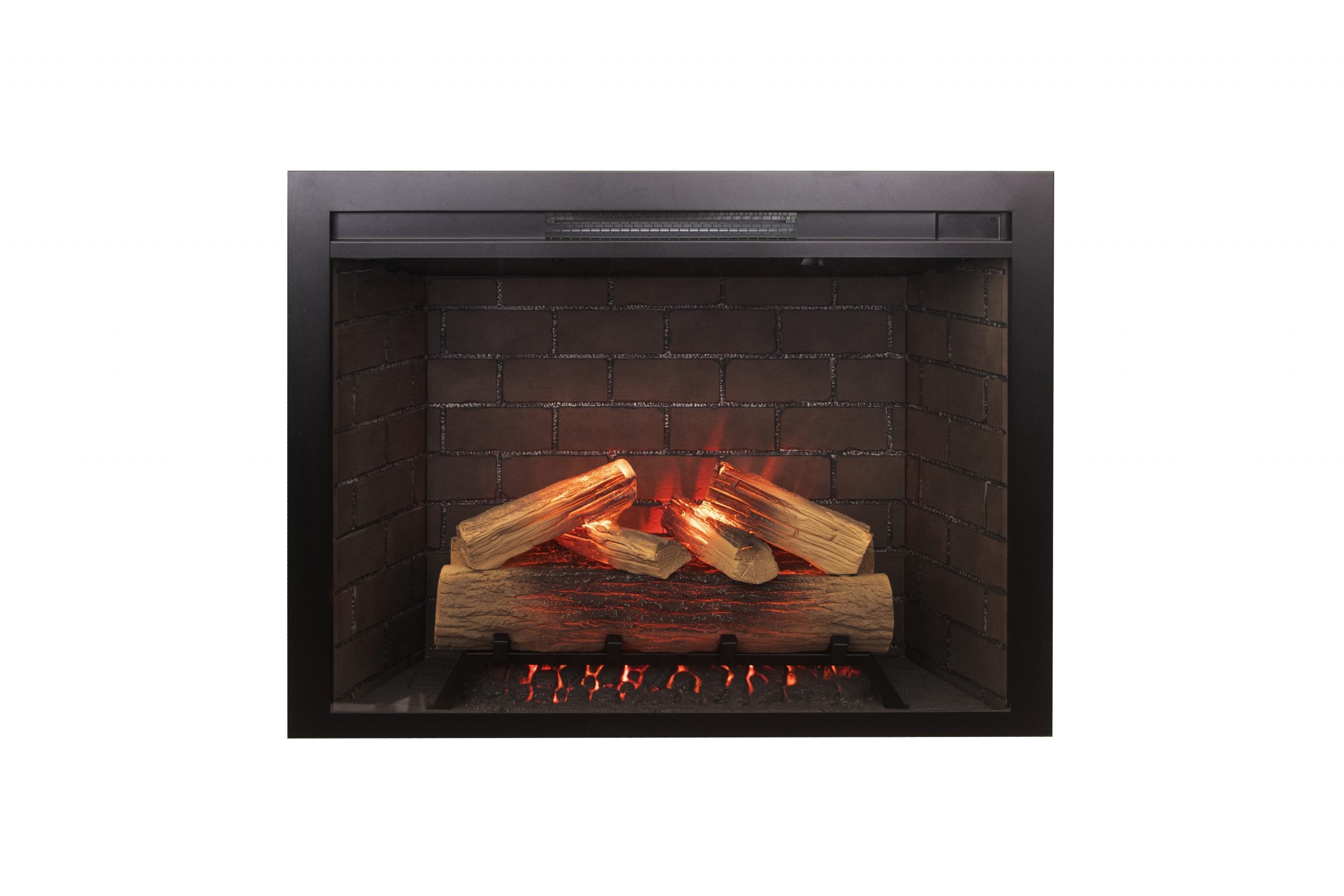 Classic Edition 26" WiFi Enabled Insert Electric Fireplace, Featuring Customizable Flame Speeds, Brightness, and Colors. Complete with Log and Grey Brick, plus a Fixed Trim included