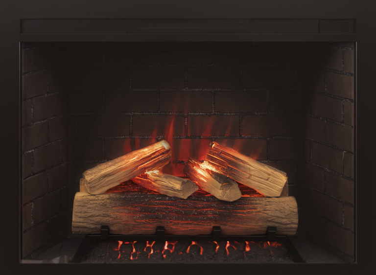 Heritage Classic 33" WiFi Enabled Insert Electric Fireplace, Featuring Customizable Flame Speeds, Brightness, and Colors. Complete with Log and Grey Brick, plus a Fixed Trim included