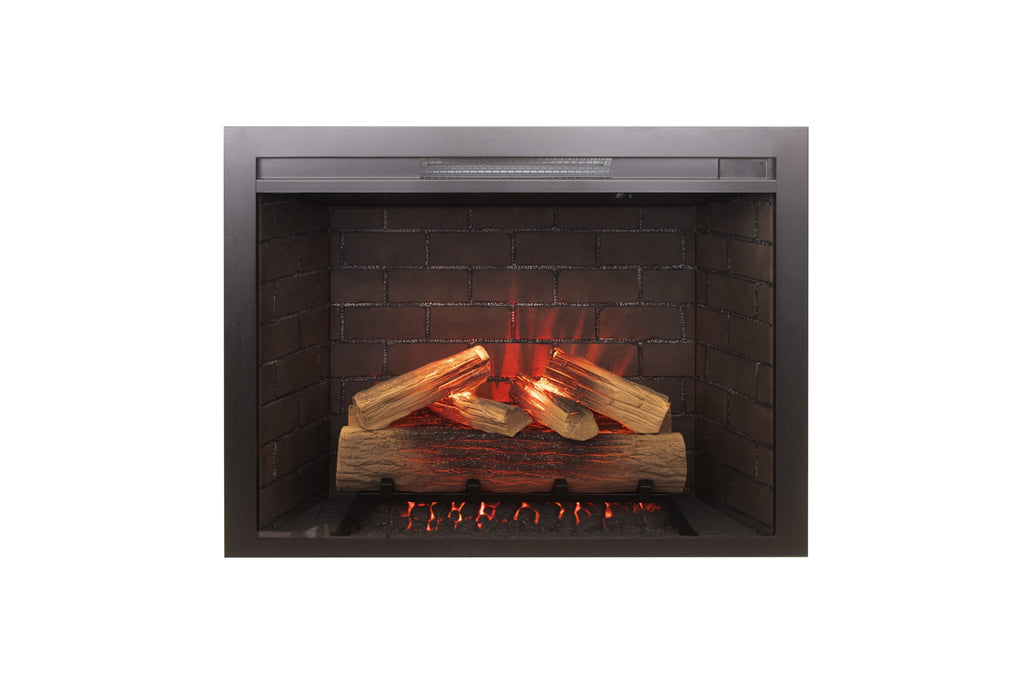 Classic Edition 26" WiFi Enabled Insert Electric Fireplace, Featuring Customizable Flame Speeds, Brightness, and Colors. Complete with Log and Grey Brick, plus a Fixed Trim included