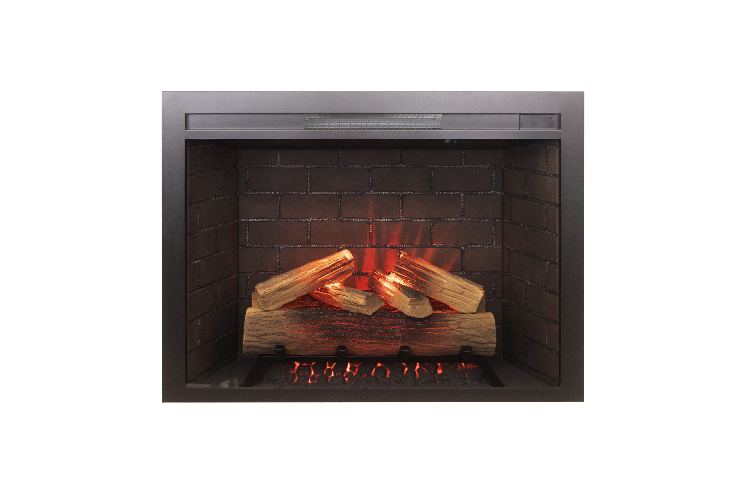 Classic Edition 26" WiFi Enabled Insert Electric Fireplace, Featuring Customizable Flame Speeds, Brightness, and Colors. Complete with Log and Grey Brick, plus a Fixed Trim included