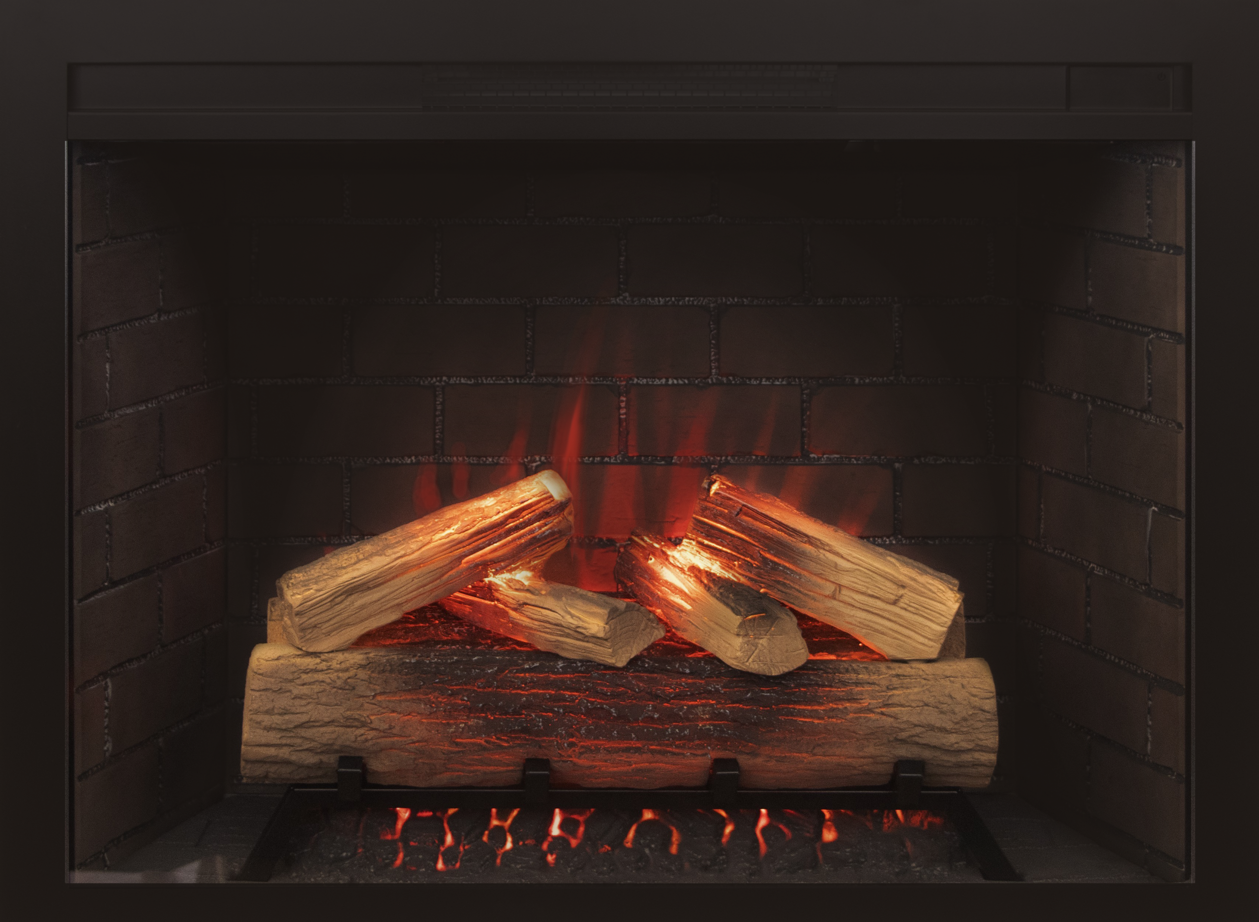 Classic Edition 26" WiFi Enabled Insert Electric Fireplace, Featuring Customizable Flame Speeds, Brightness, and Colors. Complete with Log and Grey Brick, plus a Fixed Trim included