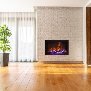 CLASSIC Lumina 48" Indoor Outdoor Smart Electric Fireplace, WiFi Enabled, Programable Remote Control, Multi Flame Speeds, Comes with Real Glass and Oak Log Set