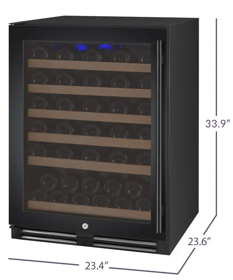 Allavino FlexCount Series 56 Bottle Single Zone Built-in Wine Refrigerator with Black Door - Left Hinge