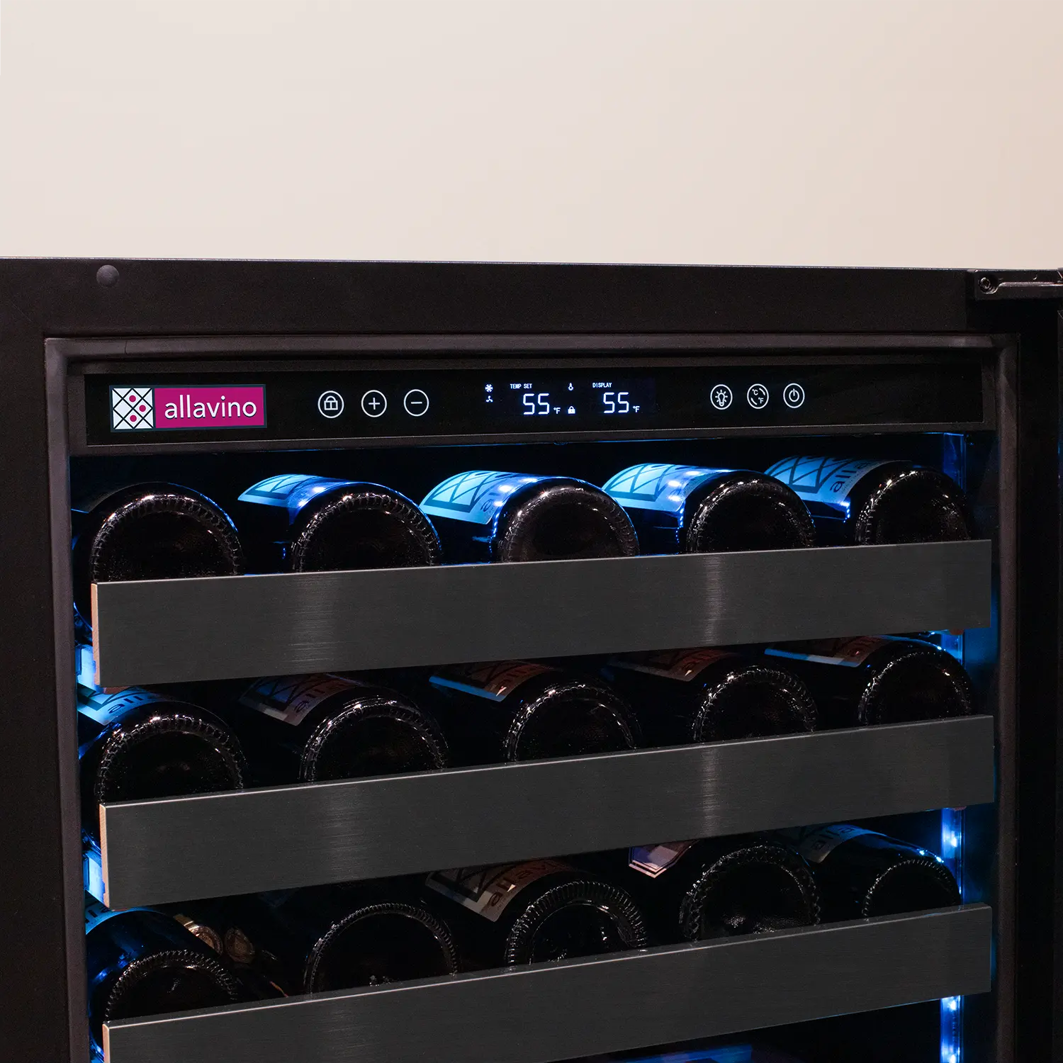 Allavino Reserva Series 50 Bottle Single Zone Built-in Luxury Wine Refrigerator with Black Stainless Steel Door - Right Hinge