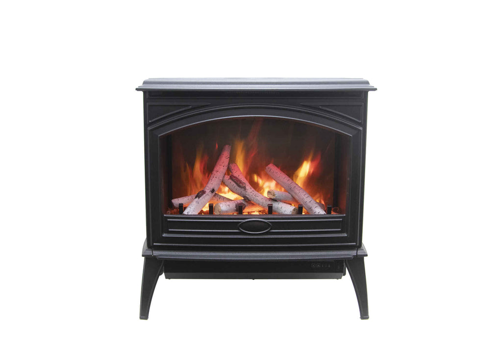 Lynwood Series - 50 cm Freestand Electric Stove Featuring a Cast Iron Frame and a 10 Piece Birch Log Set