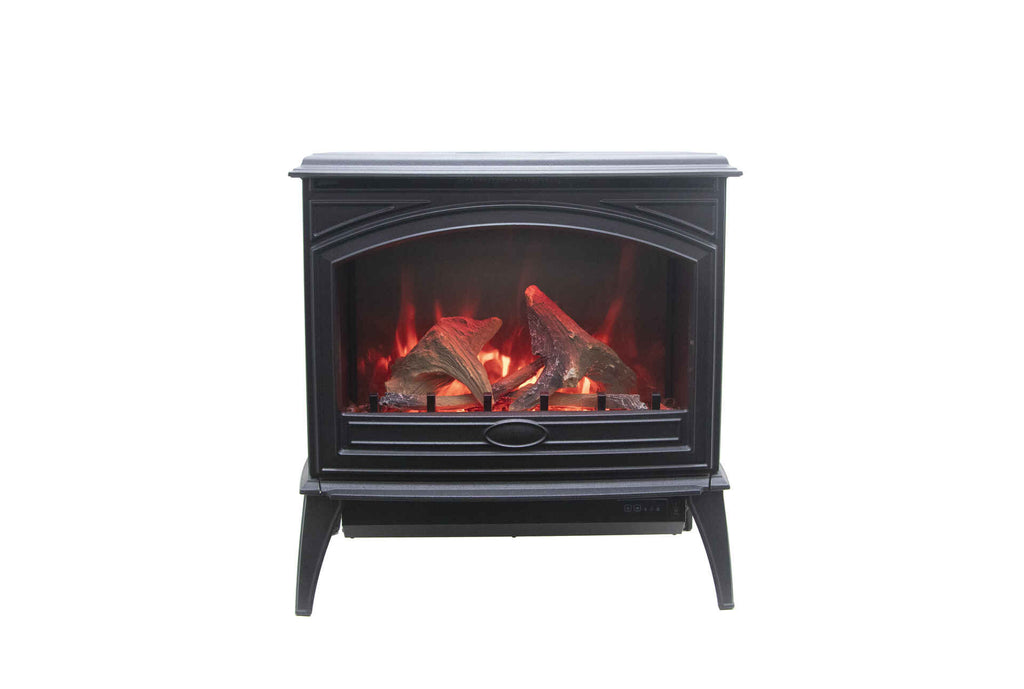 Lynwood Series - 50 cm Freestand Electric Stove Featuring a Cast Iron Frame and a 10 Piece Birch Log Set