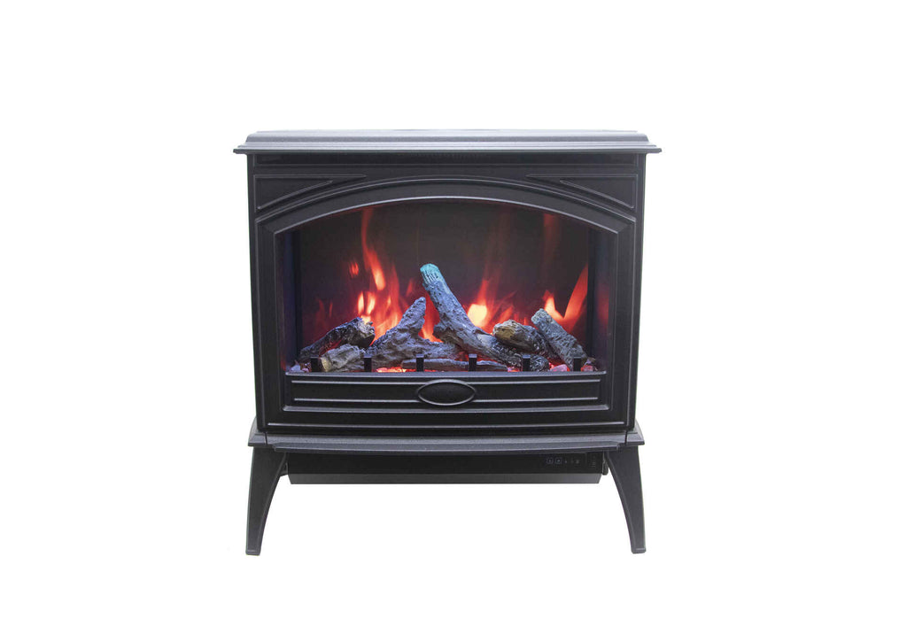 Lynwood Series - 50 cm Freestand Electric Stove Featuring a Cast Iron Frame and a 10 Piece Birch Log Set