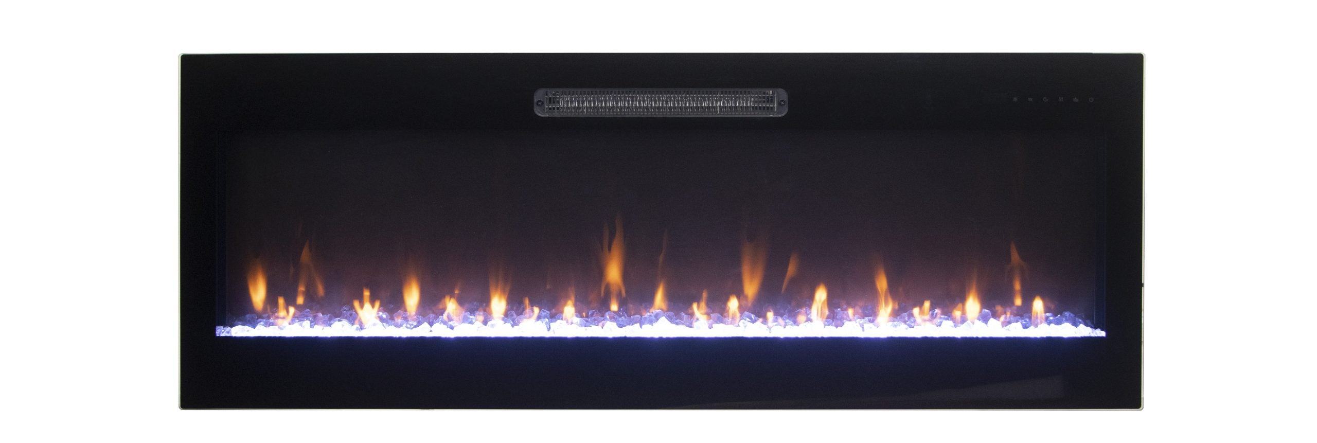 Horizon 50 WiFi Enabled Wall Mounted Electric Fireplace, Featuring Customizable Flame Speeds, Brightness, and Colors. Comes with Clear Glass Media and Full Functions Remote