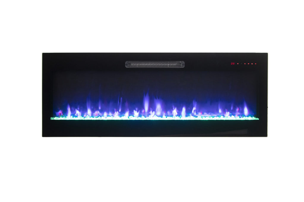 Evolution 42" WiFi Enabled Wall Mounted Electric Fireplace, Featuring Customizable Flame Speeds, Brightness, and Colors. Comes with Clear Glass Media and Full Functions Remote