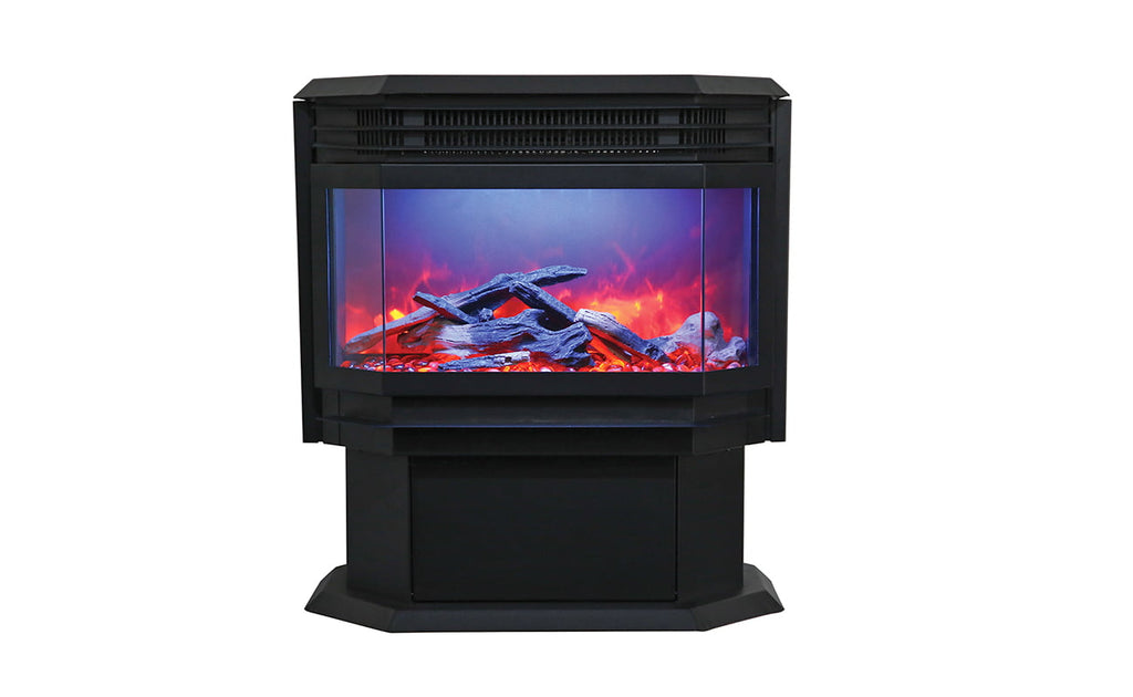 FS Lumina 26" Smart Freestanding Electric Fireplace, WiFi Enabled, Programable Remote Control, Multi Flame Speeds, Comes with Oak Logs and Glowing Log Media