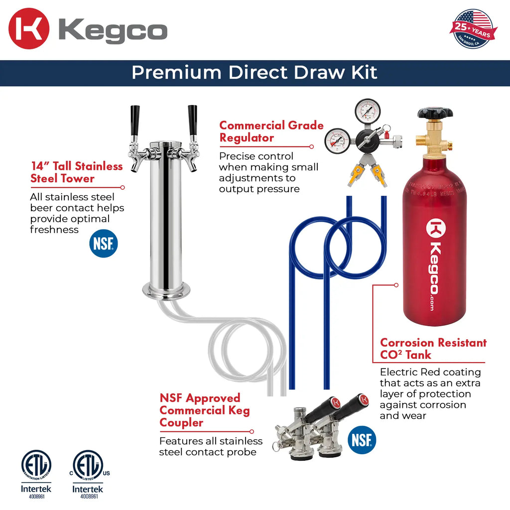Kegco 24-Inch Dual Faucet Built-In Kegerator - Indoor
