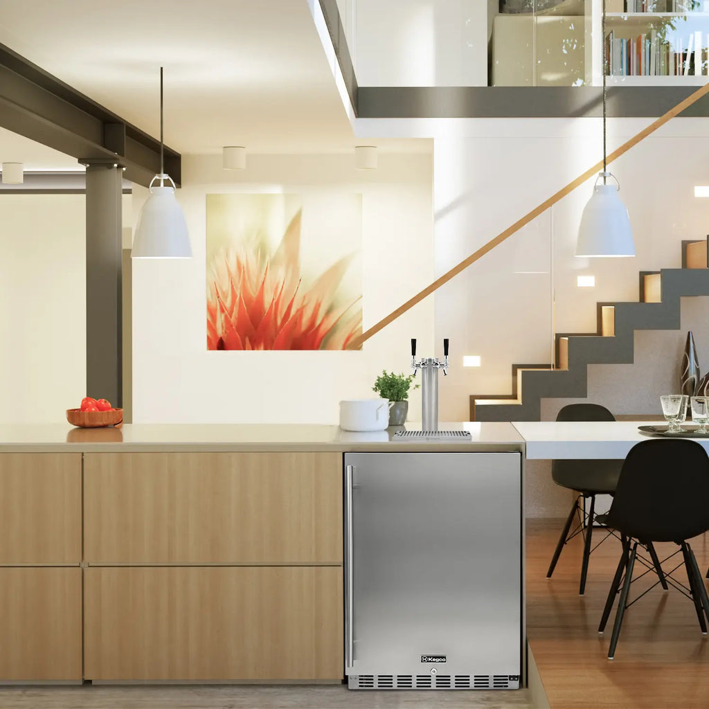 Kegco 24-Inch Dual Faucet Built-In Kegerator - Indoor