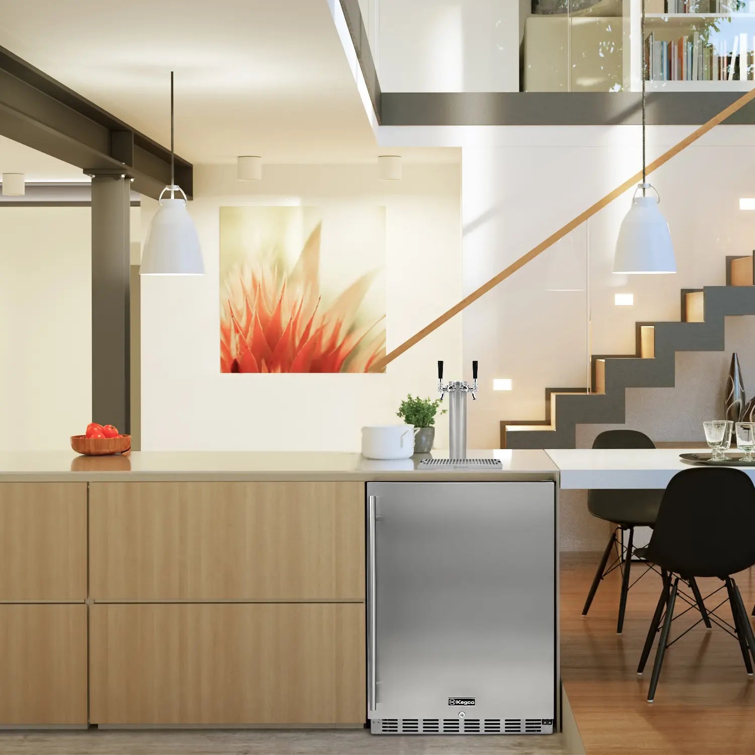 Kegco 24-Inch Dual Faucet Built-In Kegerator - Indoor