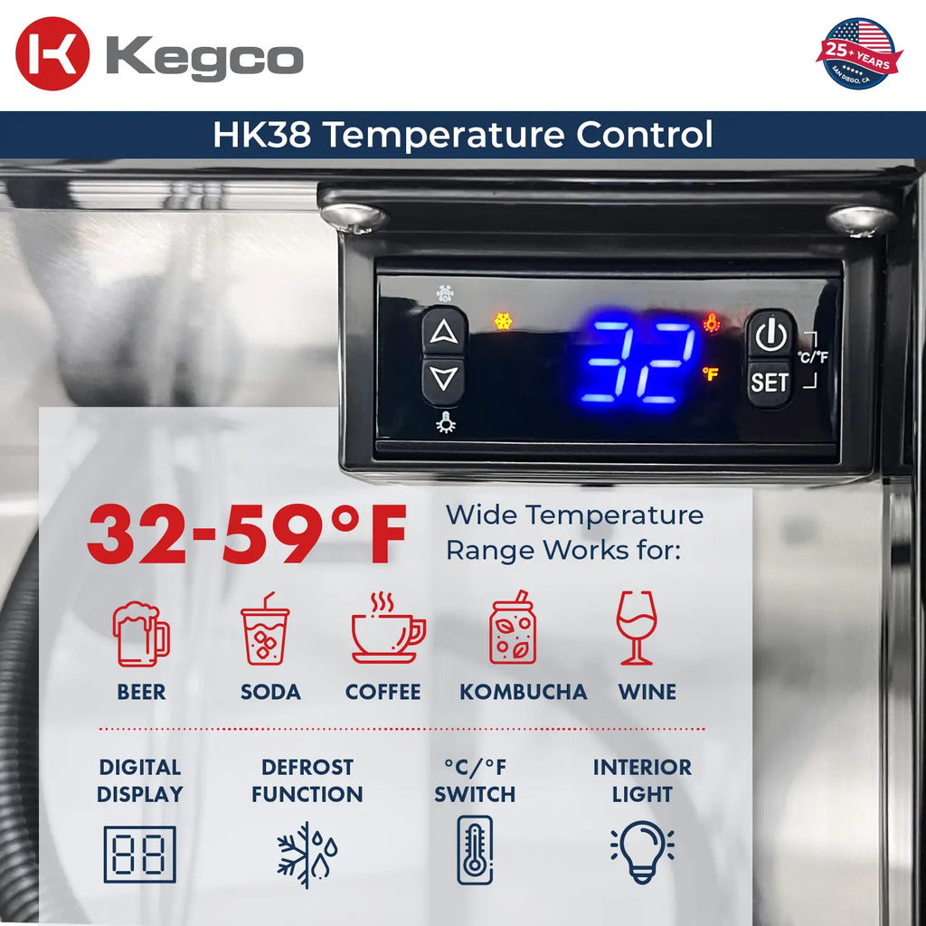 Kegco 24-Inch Dual Faucet Built-In Kegerator - Indoor