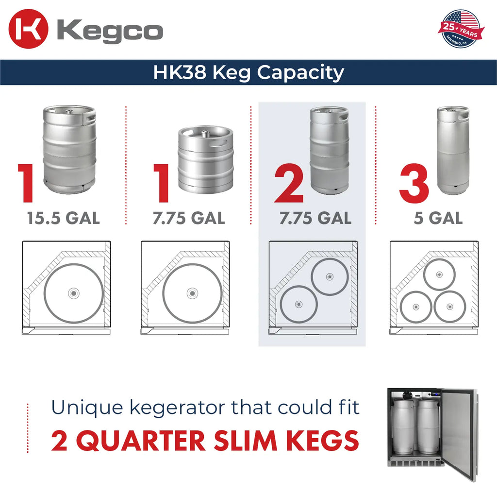 Kegco 24-Inch Dual Faucet Built-In Kegerator - Indoor