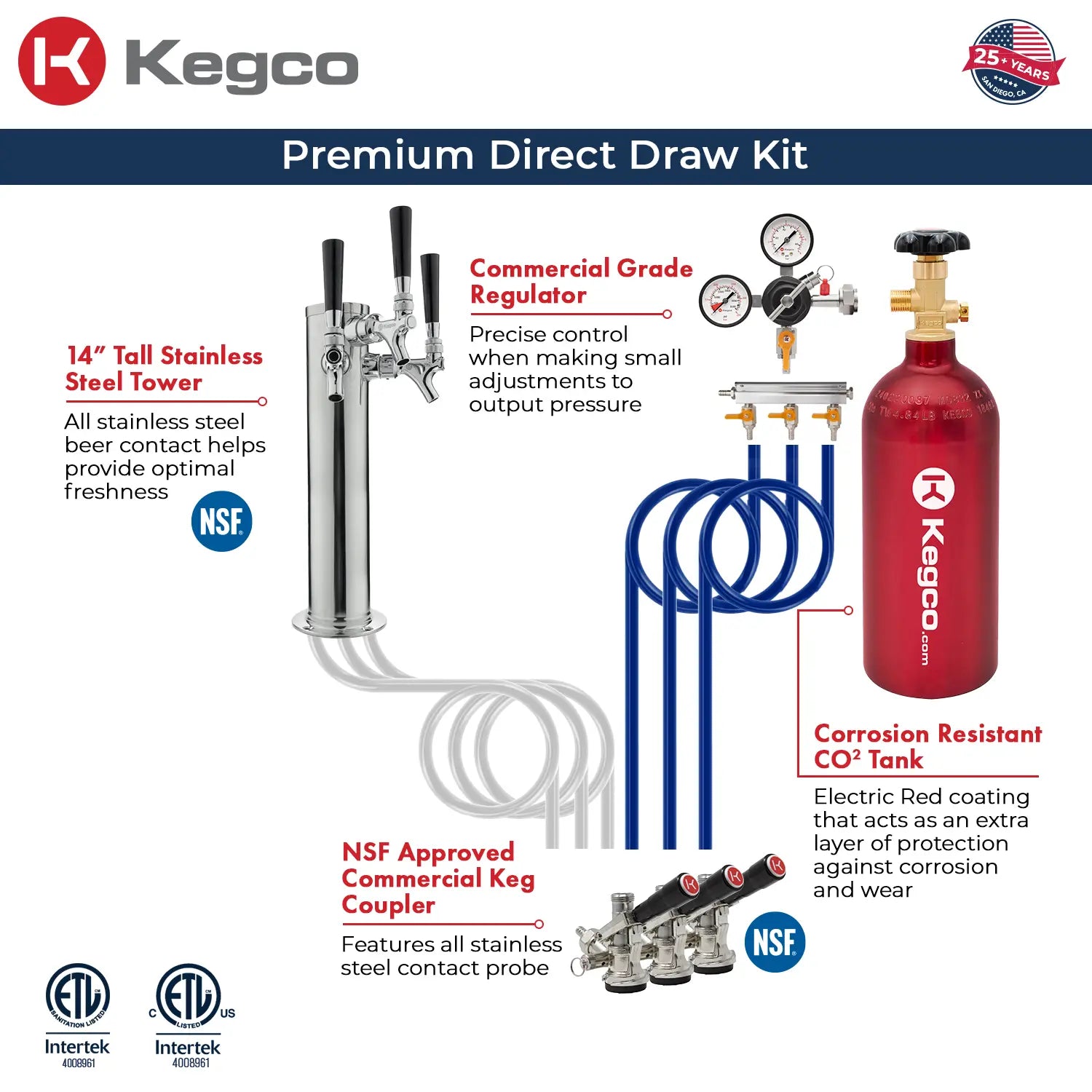 Kegco 24-Inch Triple Faucet Built-In Kegerator - Outdoor