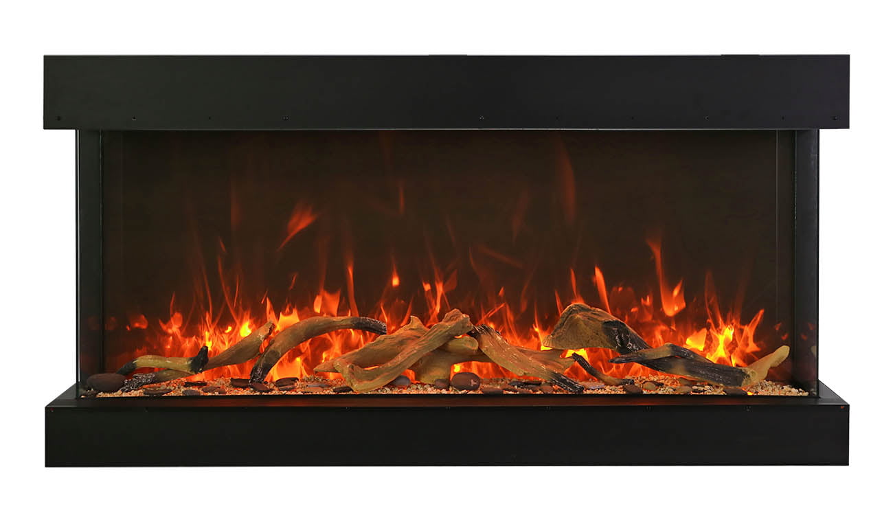 Tru View Extra Tall Lumina - 88" Indoor / Outdoor 3 Sided Smart Electric Fireplace, WiFi Enabled, Programable Remote Control, Multi Flame Speeds, Comes with Real Glass, Glowing Log Media and a Selection of Media Options