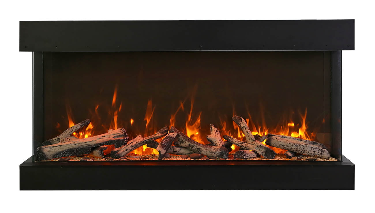 Tru View Extra Tall Lumina - 88" Indoor / Outdoor 3 Sided Smart Electric Fireplace, WiFi Enabled, Programable Remote Control, Multi Flame Speeds, Comes with Real Glass, Glowing Log Media and a Selection of Media Options