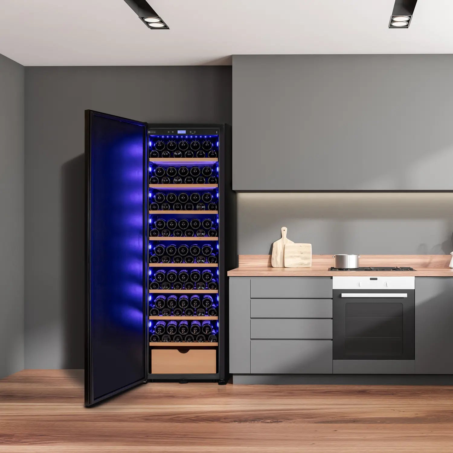Allavino 185 Bottle Single Zone Wine Vault with Solid Black Right Hinge Door