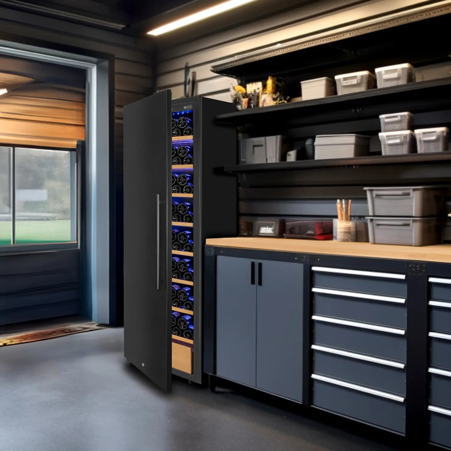 Allavino 185 Bottle Single Zone Wine Vault with Solid Black Right Hinge Door