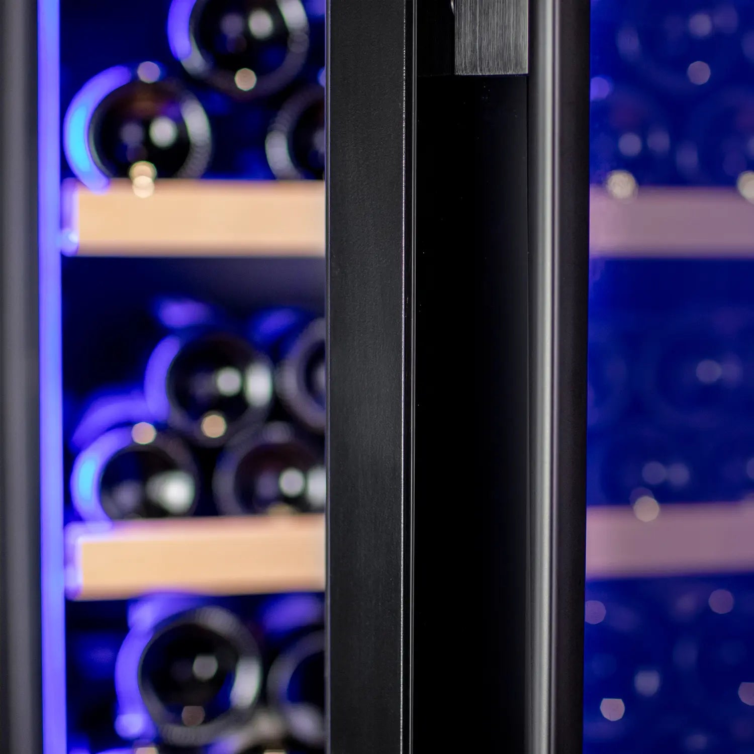 Allavino 248 Bottle Single Zone Freestanding Wine Refrigerator with Display Shelving and Black Glass Door - Right Hinge