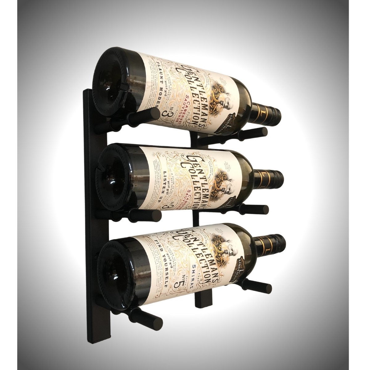 KingsBottle Wall Mounted Metal Rail Wine Rack WR04FT‑WPH01B | 1‑Bottle Depth | 4‑FT Rail | Matte Black Finish | Holds 12 Bottles