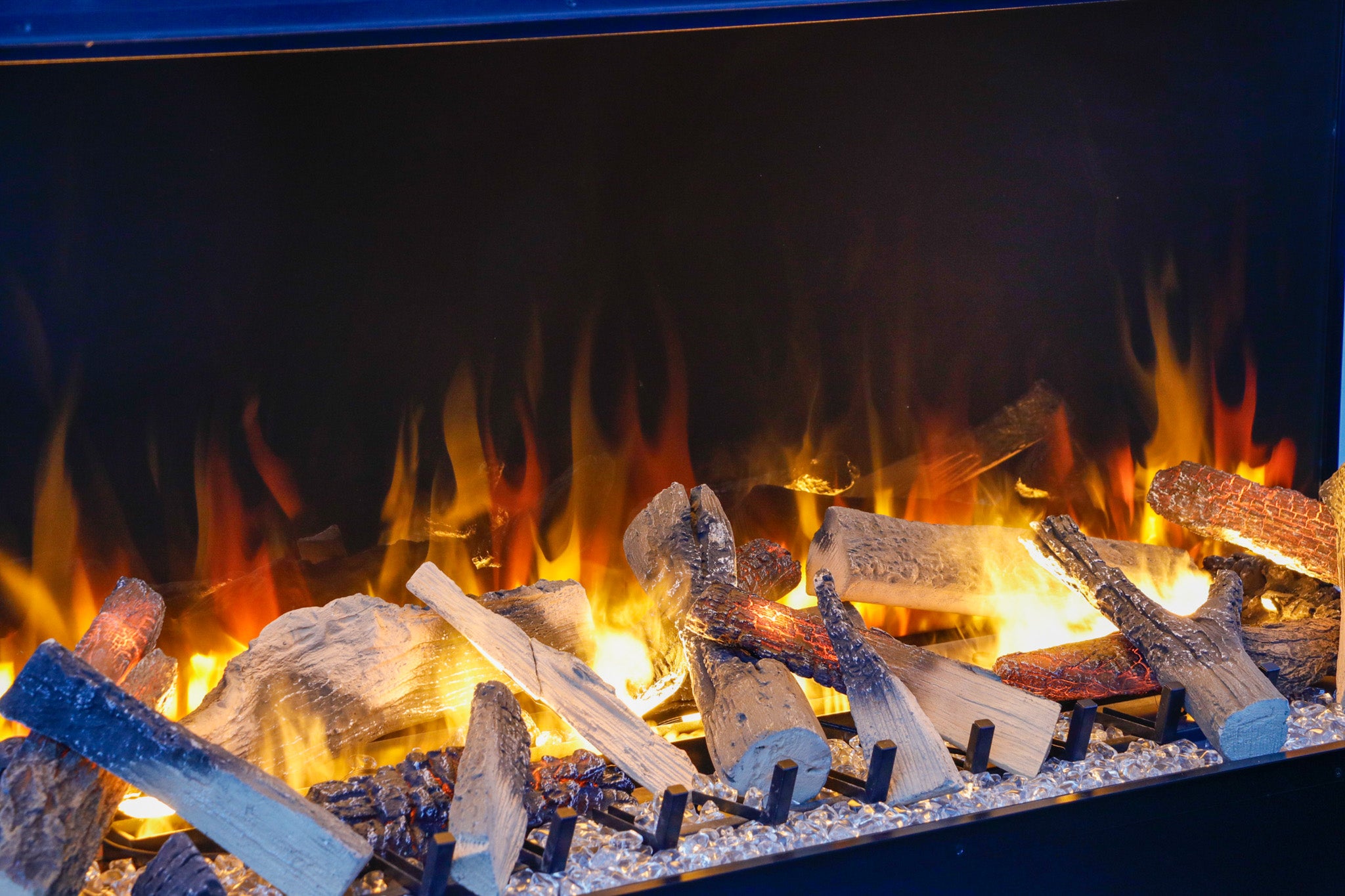 Amantii Signature 75" Indoor/Outdoor 3 Sided Built In Electric Fireplace, WiFi and Bluetooth Connectivity, Programmable Remote, Multi Speed Flame Motor, recommend to order 3 Optimyst ® Cassette 20 with this unit. Optional media kits sold separately